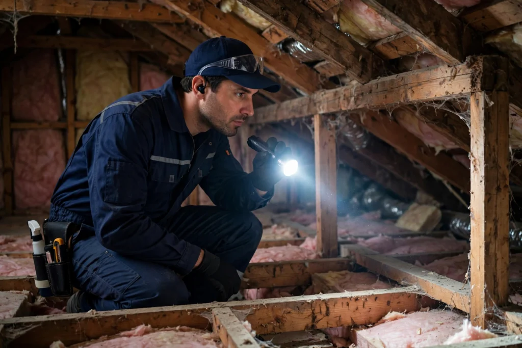 Rodent inspection in South Lake Tahoe attic
