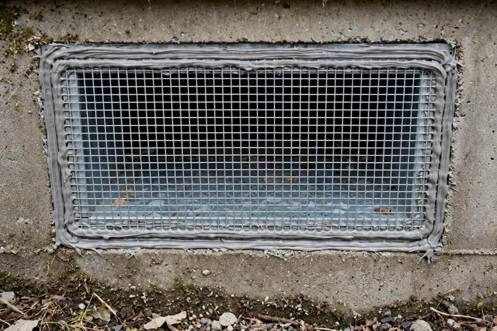 Rodent exclusion South Lake Tahoe – entry point sealed with steel mesh