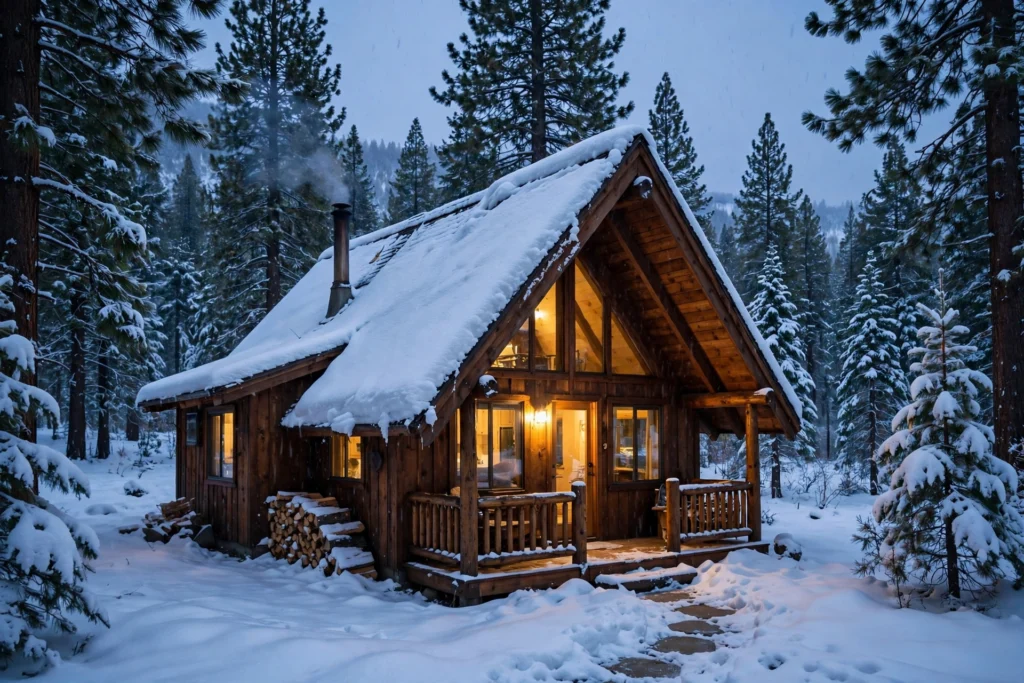 Rodent control South Lake Tahoe CA – snow-covered Tahoe cabin protected from mice